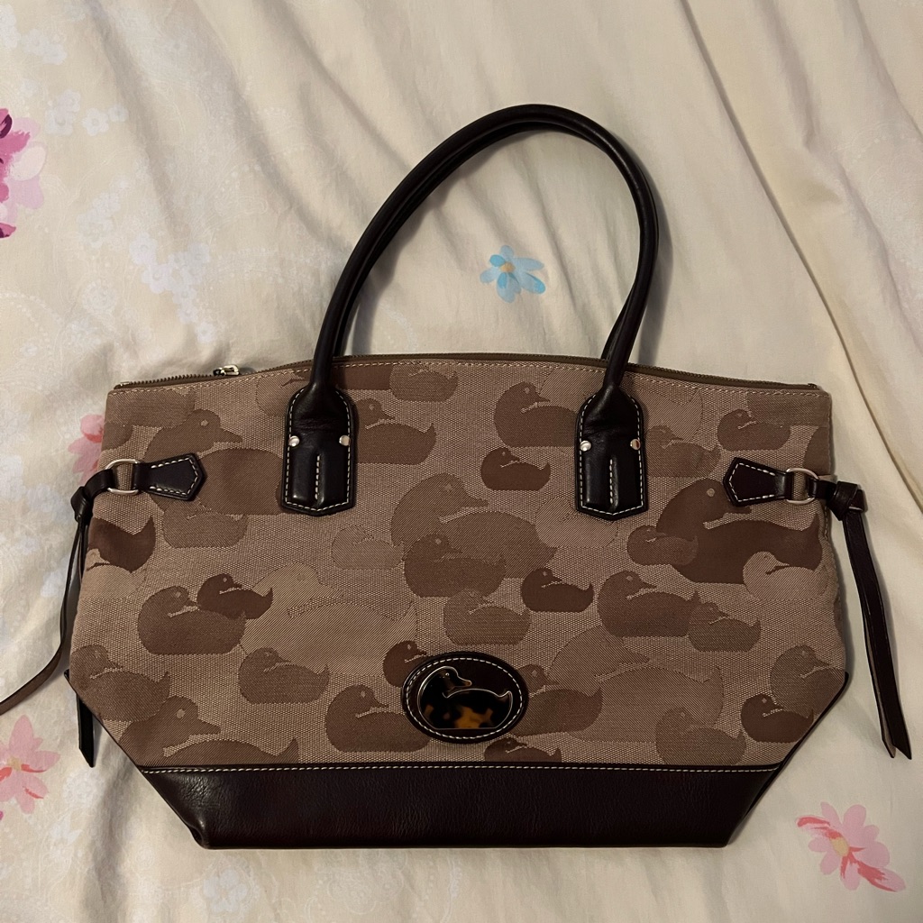 Dooney & Bourke Brown And Tan Tote Bag With Zipper